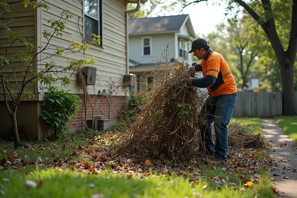 Post-storm debris cleanup on a Louisville, KY residential property