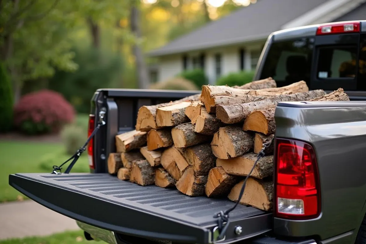 Peek Lawn Care delivering split seasoned firewood to a Louisville home