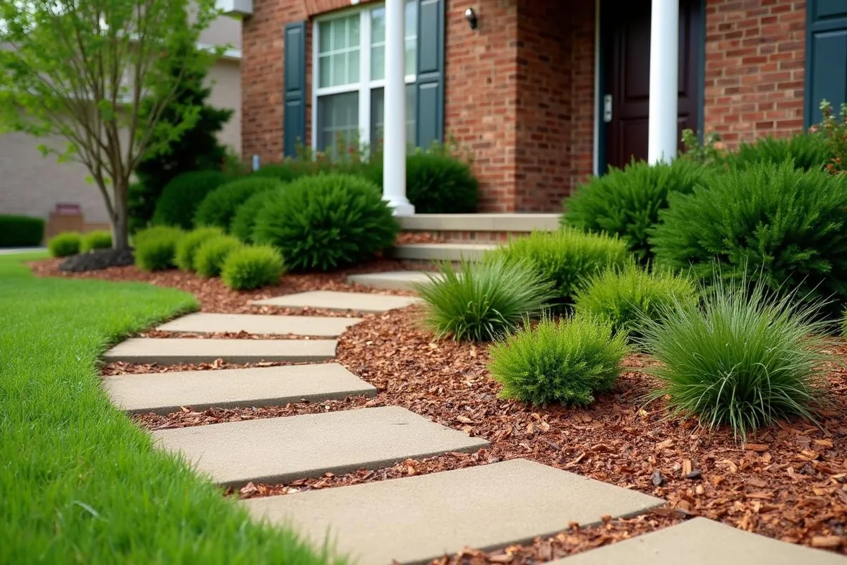 Redesigned front yard landscape in Louisville East End