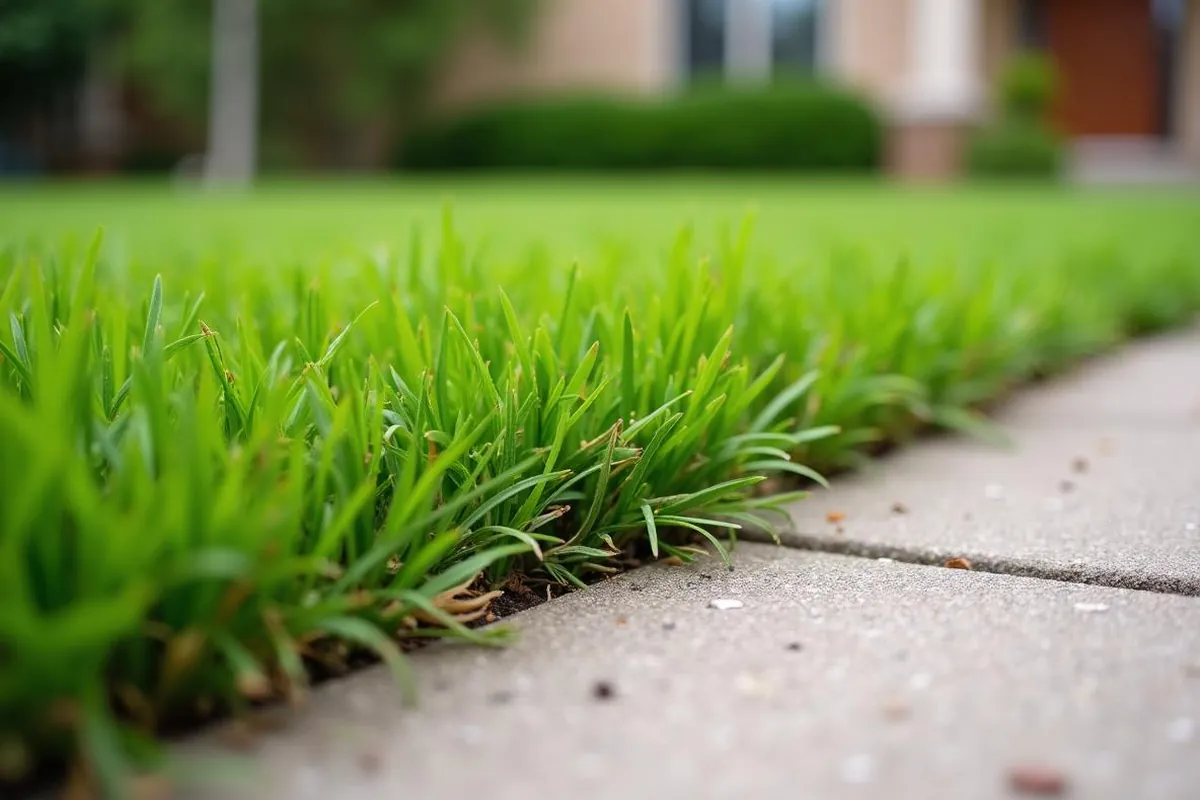 Sharp trim line along a driveway edge in Louisville, KY, after a Peek Lawn Care service